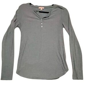 P.S. Love Gray Henley Long Sleeve Shirt Women’s Small